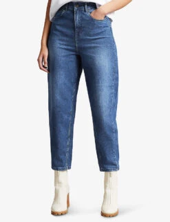 Ted Baker Oliwia Barrel-leg High-rise Stretch-denim Jeans -Selfridges Store R03877057 DKBLUE ALT02