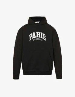 Balenciaga Paris Slogan-print Cotton-jersey Hoody