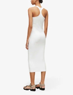 AllSaints Maki Bodycon Stretch-woven Midi Dress -Selfridges Store R03897504 OPTICWHITE ALT03