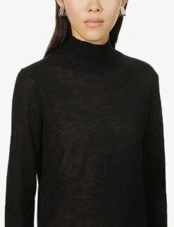 Joseph Cashair High-neck Cashmere Jumper -Selfridges Store R03900705 BLACK ALT04
