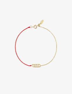 Ruifier Morning Dew 18ct Yellow-gold, 0.041ct Diamond, Pearl And Silk Bracelet