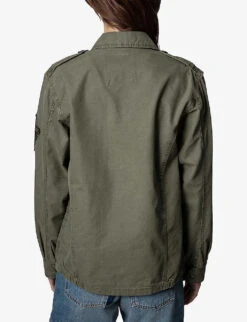 Zadig & Voltaire Kid Lave Patch-pocket Cotton-blend Jacket -Selfridges Store R03909855 KAKI ALT03