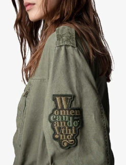 Zadig & Voltaire Kid Lave Patch-pocket Cotton-blend Jacket -Selfridges Store R03909855 KAKI ALT04