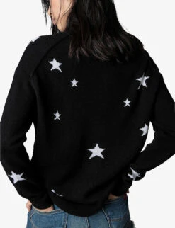 Zadig & Voltaire Mirka Star-pattern Cashmere Cardigan -Selfridges Store R03910123 NOIR ALT03
