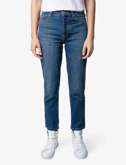 Zadig & Voltaire Mamma Straight-leg Mid-rise Stretch-denim Jeans -Selfridges Store R03910623 MEDIUMBLUE ALT04