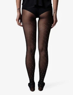 Fogal X Zadig & Voltaire ZV Metallic Monogram Tights 8 Fogal X Zadig & Voltaire ZV Metallic Monogram Tights -Selfridges Store R03913726 NOIR ALT03