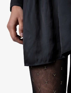 Fogal X Zadig & Voltaire ZV Metallic Monogram Tights 9 Fogal X Zadig & Voltaire ZV Metallic Monogram Tights -Selfridges Store R03913726 NOIR ALT04