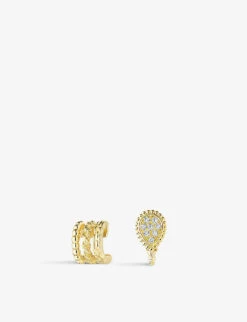 Boucheron Serpent Bohème 18ct Yellow-gold And 0.13ct Diamond Asymmetrical Clip Earrings