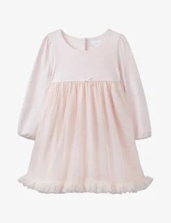 Ruffle-trim Organic Stretch-cotton And Recycled-tulle Dress 2-6 Years
