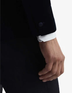 Reiss Ace Single-breasted Stretch-velvet Blazer -Selfridges Store R03924671 NAVY ALT05