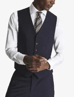 Reiss Hope Travel Wool-blend Fitted Waistcoat 8 Reiss Hope Travel Wool-blend Fitted Waistcoat -Selfridges Store R03924767 NAVY ALT02