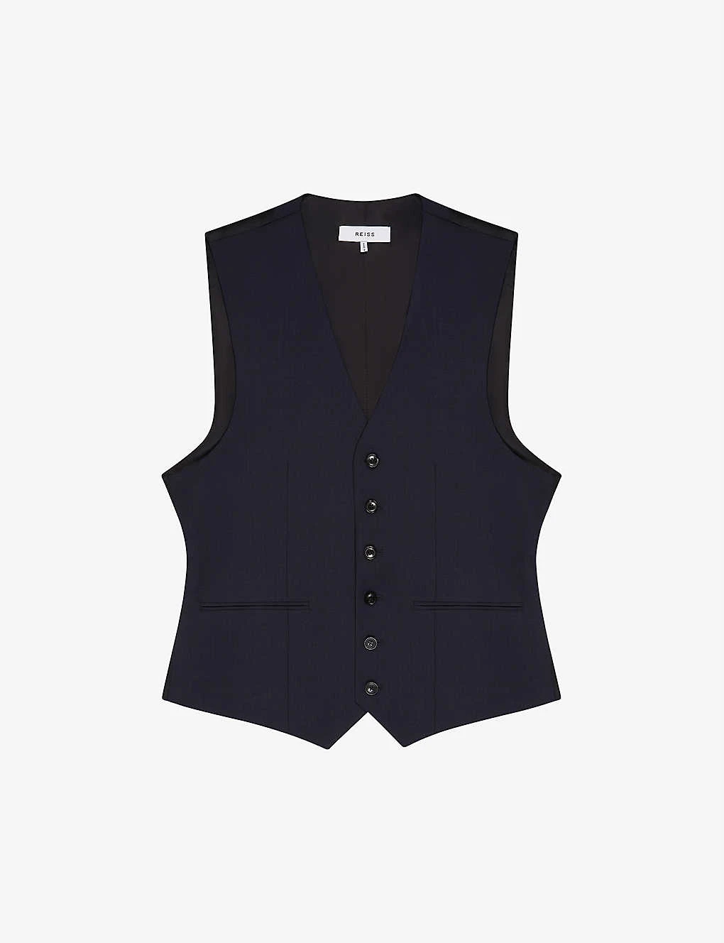 Reiss Hope Travel Wool-blend Fitted Waistcoat 1 Reiss Hope Travel Wool-blend Fitted Waistcoat