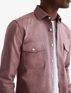 Reiss Arlo Pocket-detail Cotton-canvas Overshirt -Selfridges Store R03925078 WOODROSE ALT04