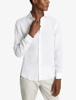 Reiss Ruban Regular-fit Linen Shirt -Selfridges Store R03925090 WHITE ALT02