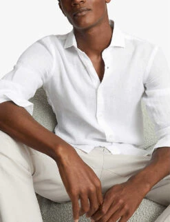 Reiss Ruban Regular-fit Linen Shirt -Selfridges Store R03925090 WHITE ALT04