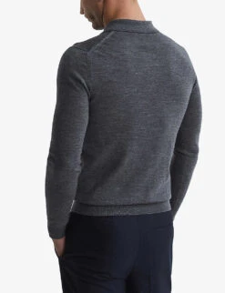 Reiss Trafford Merino Wool Polo Shirt -Selfridges Store R03925316 MIDGREYMELANG ALT03