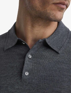 Reiss Trafford Merino Wool Polo Shirt -Selfridges Store R03925316 MIDGREYMELANG ALT04