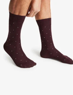 Reiss Mario Spot-print Cotton Socks -Selfridges Store R03925521 BORDEAUX ALT02