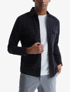Reiss Twin-pocket Cotton Overshirt -Selfridges Store R03925887 NAVY ALT02