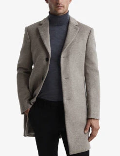 Reiss Gable Notch-lapel Single-breasted Wool-blend Coat 8 Reiss Gable Notch-lapel Single-breasted Wool-blend Coat -Selfridges Store R03929475 OATMEAL ALT02