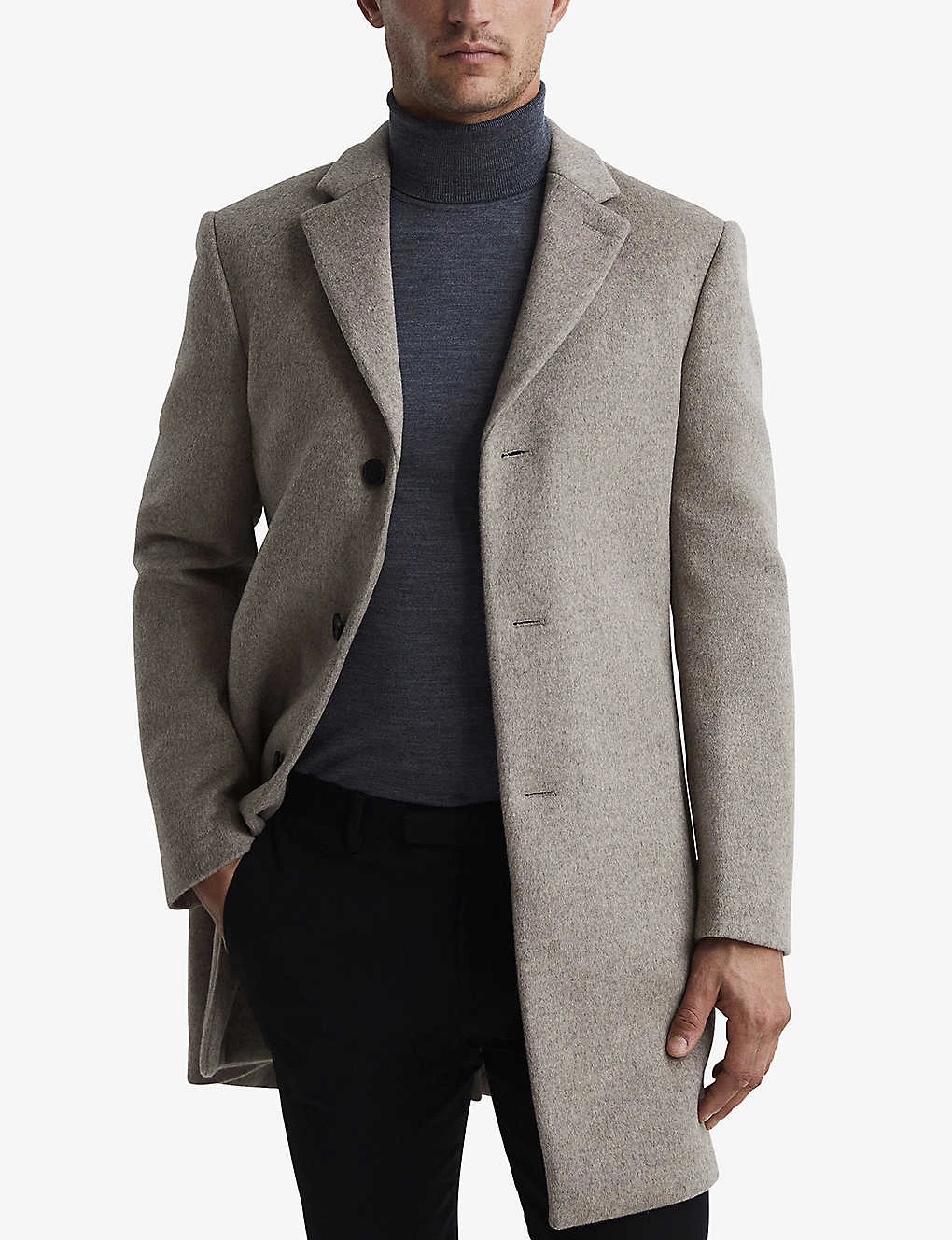 Reiss Gable Notch-lapel Single-breasted Wool-blend Coat 3 Reiss Gable Notch-lapel Single-breasted Wool-blend Coat - Image 3