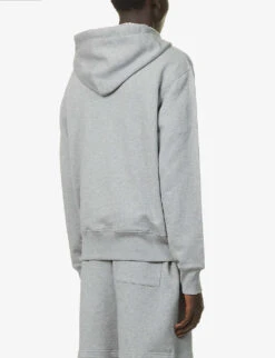 Acne Studios Fairah Face-appliqué Cotton-jersey Hoody -Selfridges Store R03941234 LIGHTGREYMELANGE ALT03