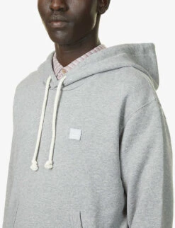 Acne Studios Fairah Face-appliqué Cotton-jersey Hoody -Selfridges Store R03941234 LIGHTGREYMELANGE ALT04