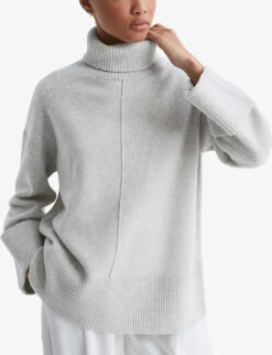 Reiss Sarah Relaxed-fit Roll-neck Wool-blend Jumper -Selfridges Store R03942173 GREYMARL ALT02