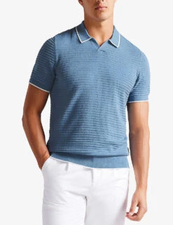 Ted Baker Durdle Short-sleeved Cotton Polo Shirt -Selfridges Store R03946735 SKYBLUE ALT02