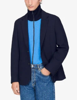 Sandro Unstructured Single-breasted Jersey Suit Jacket -Selfridges Store R03947830 BLEUS ALT02