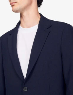 Sandro Unstructured Single-breasted Jersey Suit Jacket -Selfridges Store R03947830 BLEUS ALT04