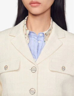 Sandro Cropped Tweed Jacket -Selfridges Store R03947909 NATURELS ALT04