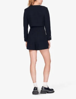 Sandro Seal Textured Tweed Playsuit -Selfridges Store R03947922 NOIRGRIS ALT02