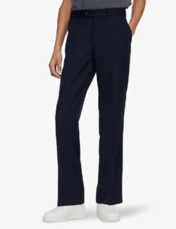 Sandro Brooks Regular-fit Wide-leg Wool-blend Trousers -Selfridges Store R03948111 NOIRGRIS ALT02