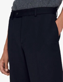 Sandro Brooks Regular-fit Wide-leg Wool-blend Trousers -Selfridges Store R03948111 NOIRGRIS ALT03