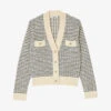 Sandro Octobre Striped V-neck Wool-blend Cardigan