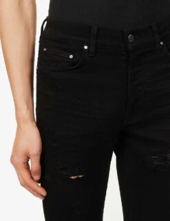 Amiri Mx1 Core Distressed Regular-fit Stretch-denim Jeans -Selfridges Store R03948694 BLACK ALT04