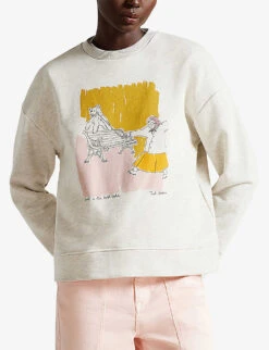 Ted Baker Granza Graphic-print Cotton-blend Jersey Sweatshirt -Selfridges Store R03950742 GREYMARL ALT02