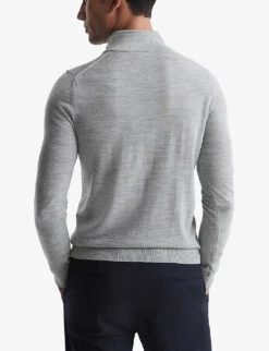 Reiss Blackhall Zipped Funnel-neck Merino-wool Jumper -Selfridges Store R03950849 SOFTGREYMOULI ALT03