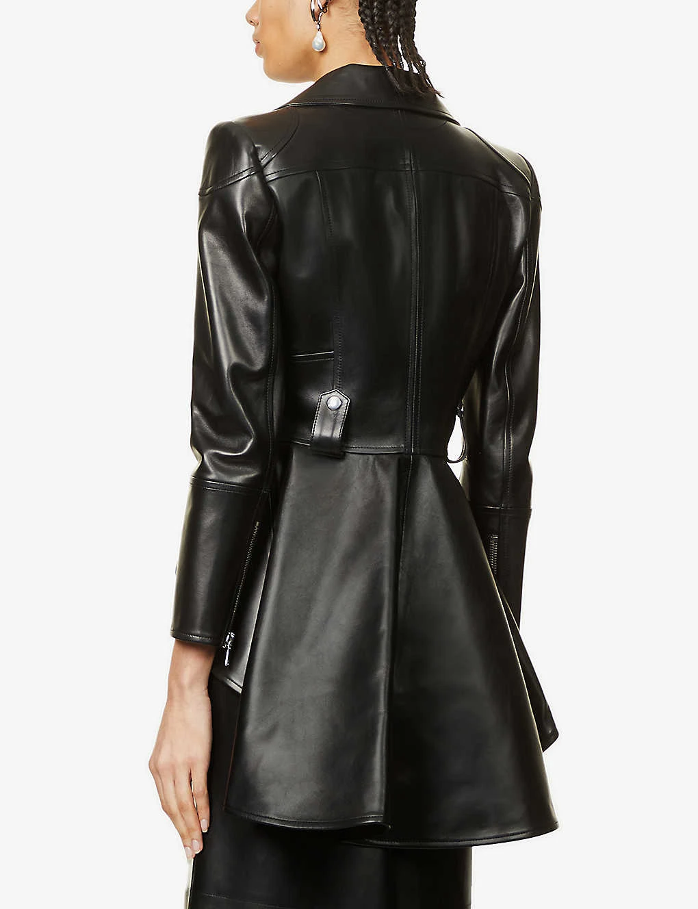 Alexander McQueen Frock-detail Peplum Leather Biker Jacket 4 Alexander McQueen Frock-detail Peplum Leather Biker Jacket - Image 4