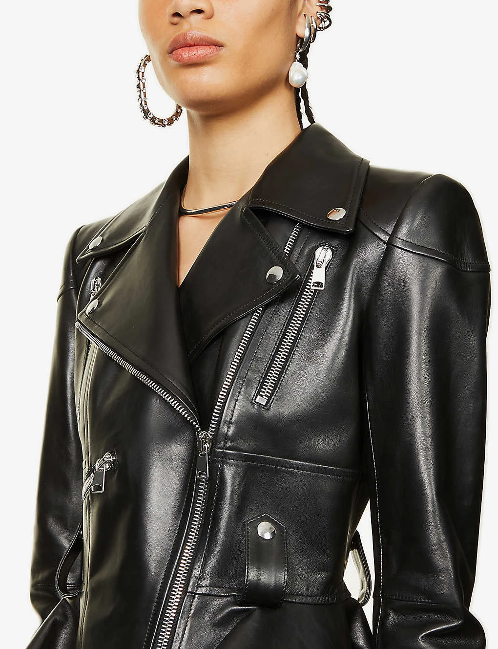 Alexander McQueen Frock-detail Peplum Leather Biker Jacket 5 Alexander McQueen Frock-detail Peplum Leather Biker Jacket - Image 5