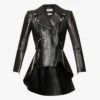 Alexander McQueen Frock-detail Peplum Leather Biker Jacket