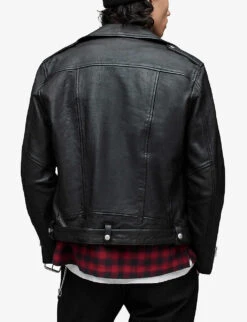 AllSaints Dren Biker-collar Zip-detail Leather Jacket -Selfridges Store R03954504 BLACK ALT03