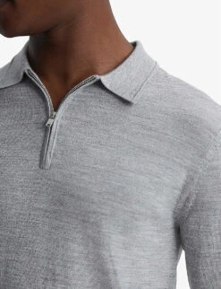 Reiss Robertson Merino-wool Polo Shirt -Selfridges Store R03962244 SOFTGREYMOULI ALT04