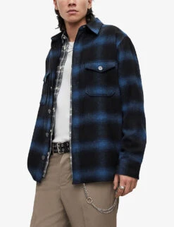 AllSaints Rotation Checked Oversized Woven Overshirt -Selfridges Store R03962406 DARKINK ALT02