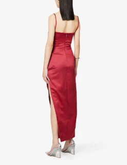 Flora Fuller-bust Satin Crepe Maxi Dress -Selfridges Store R03964097 WINE ALT03