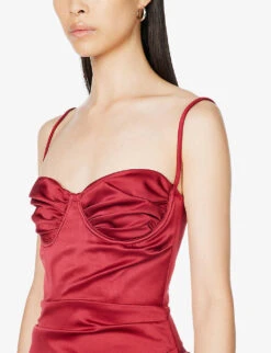 Flora Fuller-bust Satin Crepe Maxi Dress -Selfridges Store R03964097 WINE ALT04