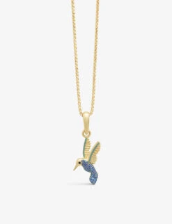 Freedom Blue Hummingbird 22ct Yellow Gold-plated Sterling Silver Necklace