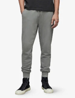 AllSaints Raven Logo-embroidered Tapered-leg Cotton-jersey Jogging Bottoms -Selfridges Store R03969366 STEREOGREY ALT02