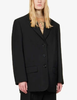 Acne Studios Juylie Single-breasted Woven Blazer 7 Acne Studios Juylie Single-breasted Woven Blazer -Selfridges Store R03969369 BLACK ALT02